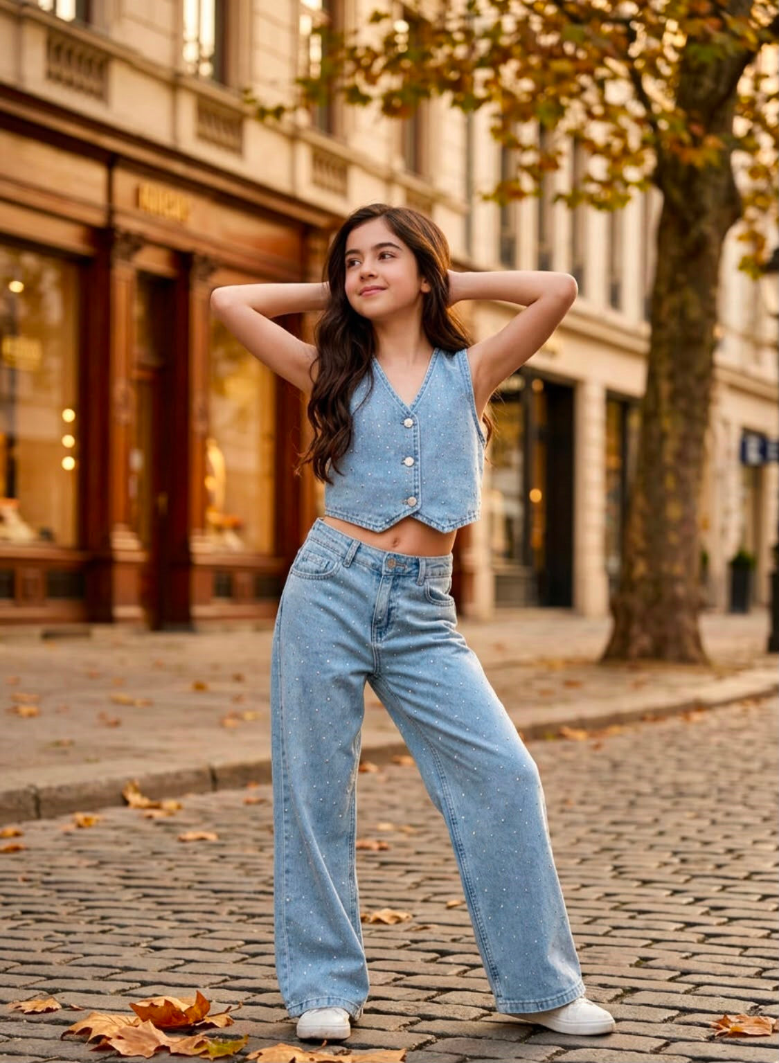 TRENDT MODA SERPME TAŞLI YELEK PANTOLON İKİLİ TAKIM